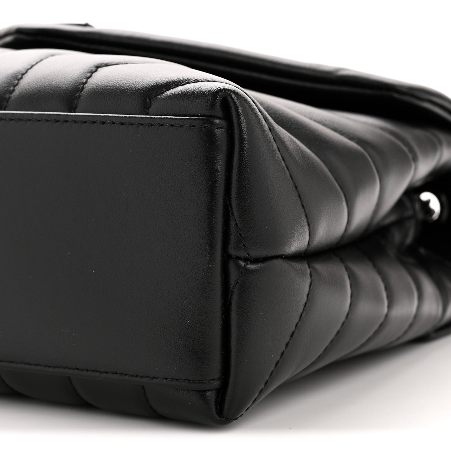 Calfskin Y Quilted Monogram Monochrome Small Loulou Chain Satchel Black