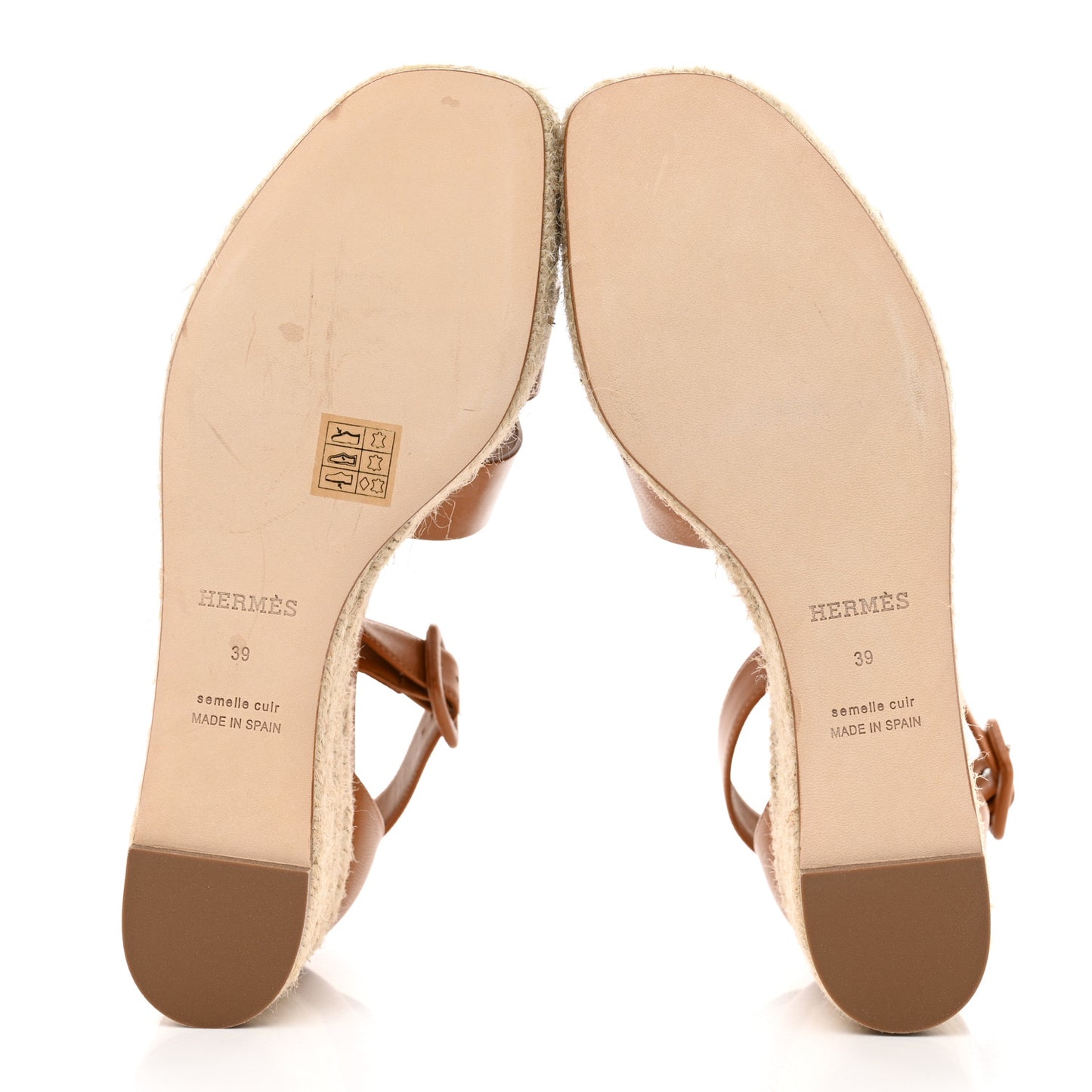 Goatskin Elda Espadrille Wedge Sandals 39 Natural