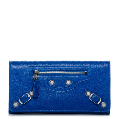 Balenciaga Agneau Giant 12 Silver Hardware Money Wallet Bleu Lazuli 1 of 7