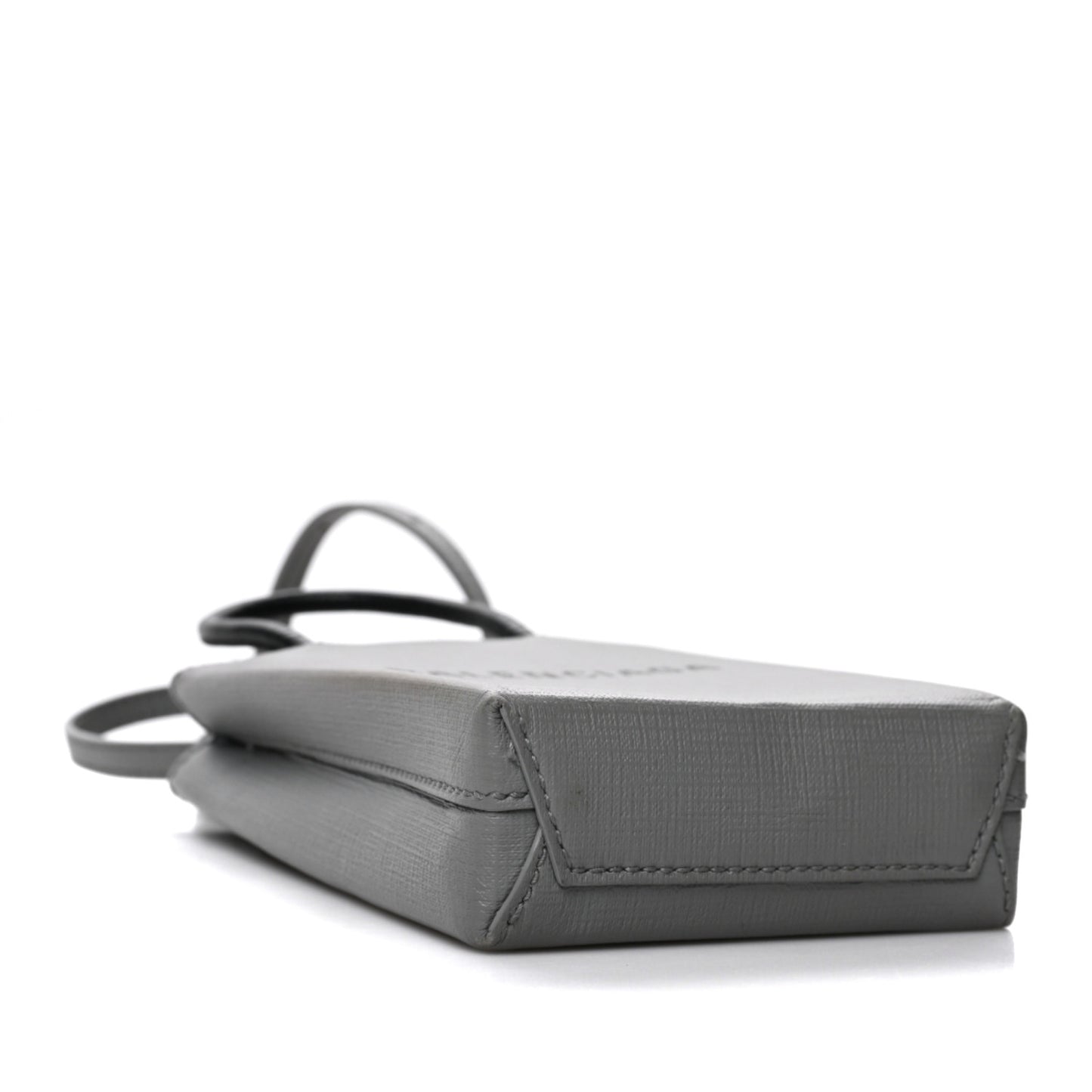 Squared Calfskin Logo Shopping Phone Holder Bag Balenciaga Grey