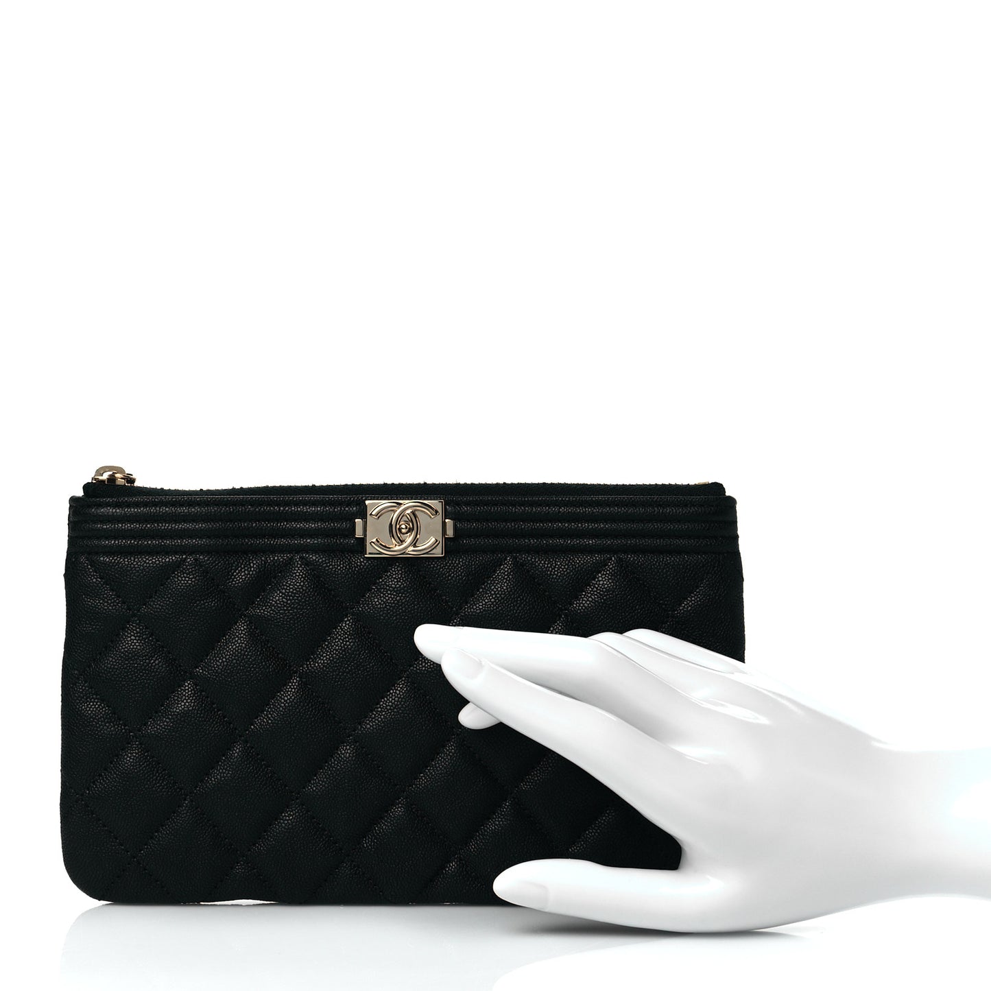 Caviar Quilted Small Boy Cosmetic Case Black
