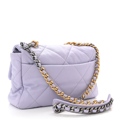 Chanel Lambskin Quilted Large Chanel 19 Flap Light Purple 3 of 10