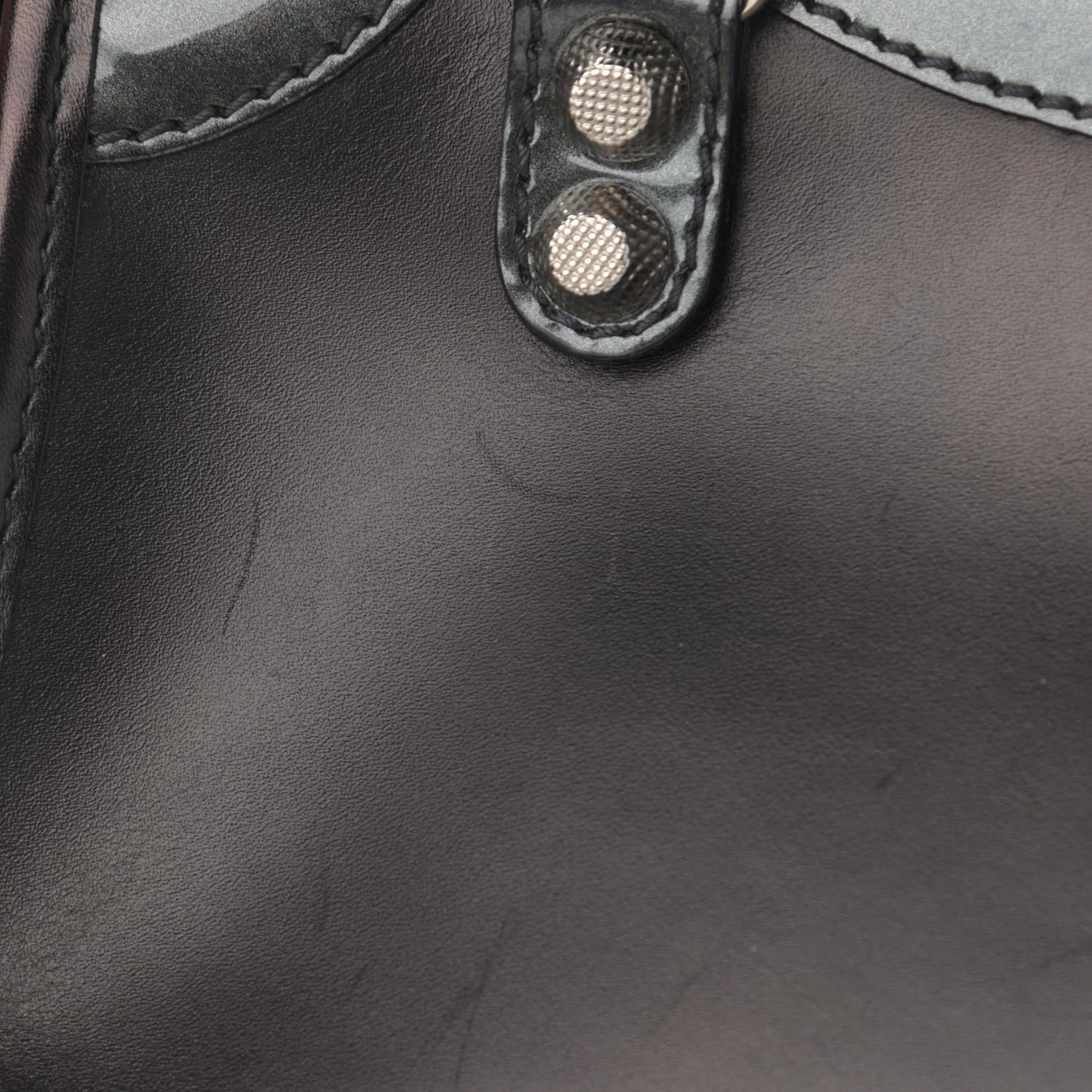 Smooth Calfskin Metallic Patent Giant 12 Silver Hardware Mini City Black Gris