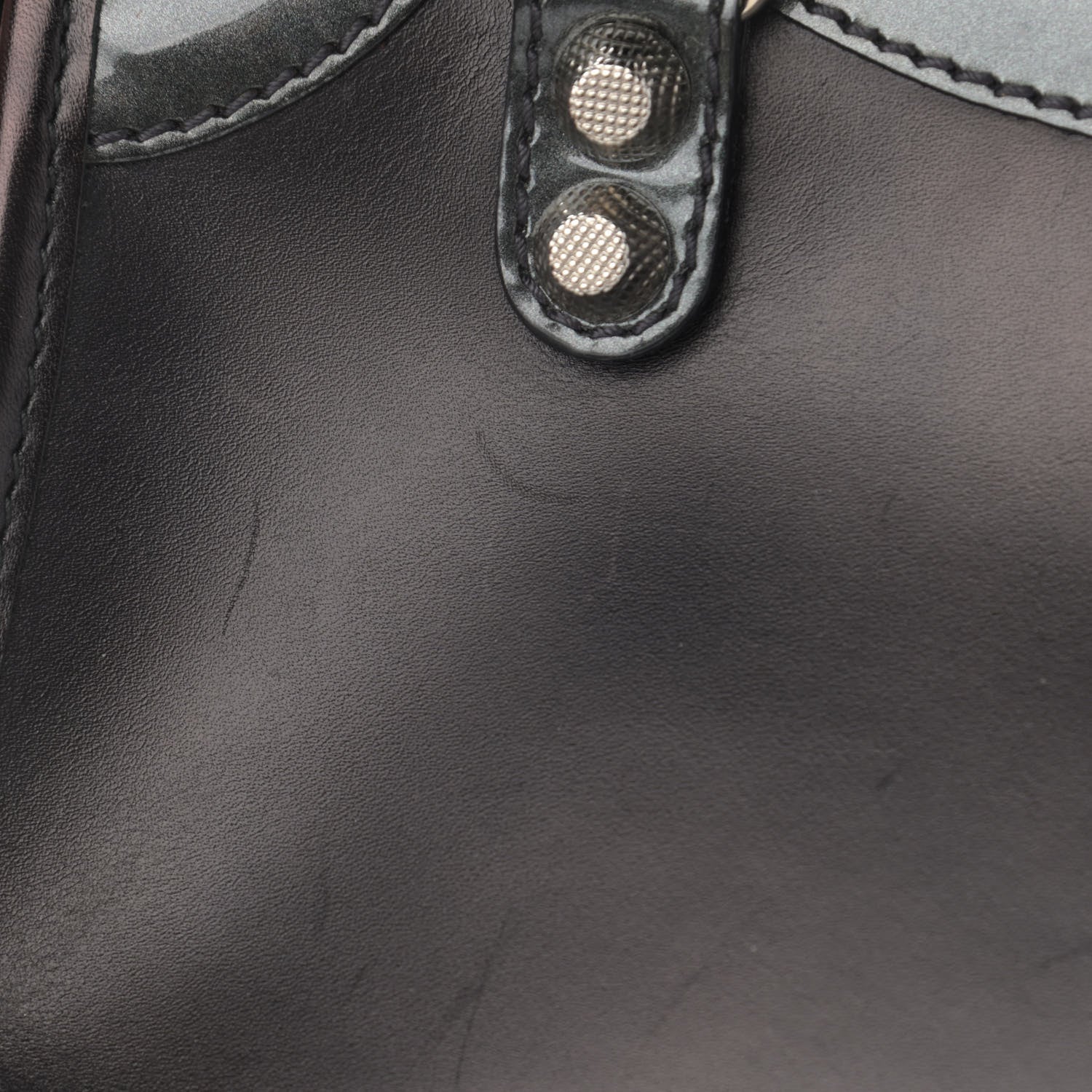 Balenciaga Smooth Calfskin Metallic Patent Giant 12 Silver Hardware Mini City Black Gris 11 of 15