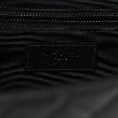 Saint Laurent Grain De Poudre Textured Mixed Matelasse Large Triquilt Monogram Monochrome Satchel Black 6 of 11
