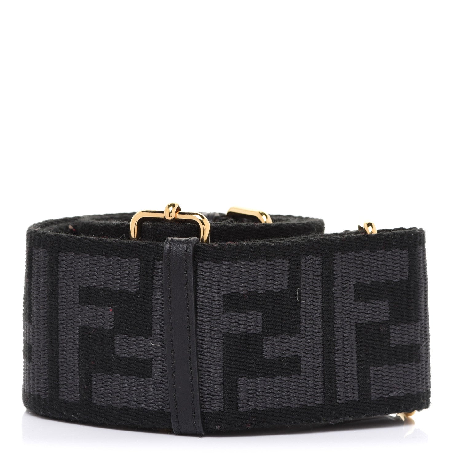 Fendi Ribbon Vitello Seta FF 1974 Adjustable Strap You Black 2 of 5