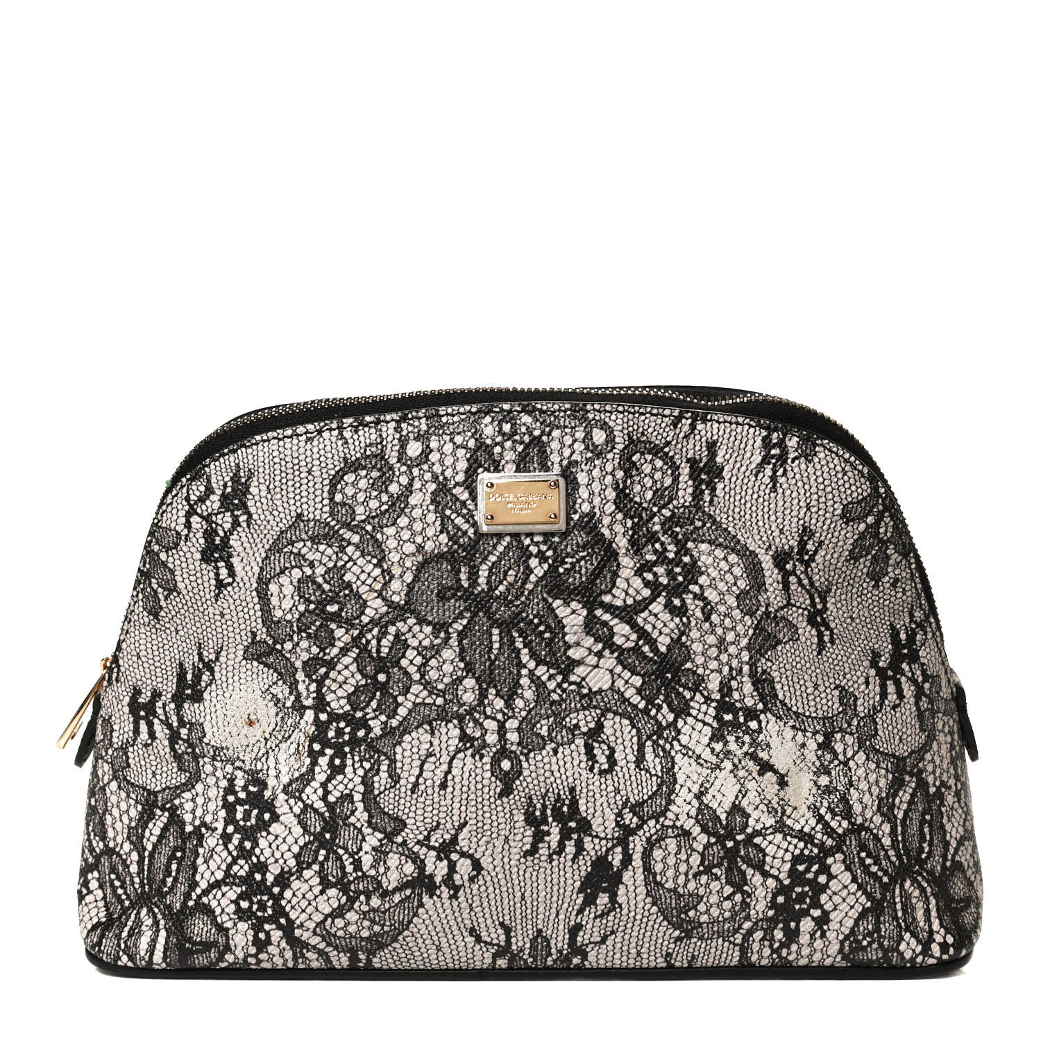Dolce & Gabbana Dauphine Lace Print Cosmetic Pouch Black 1 of 9