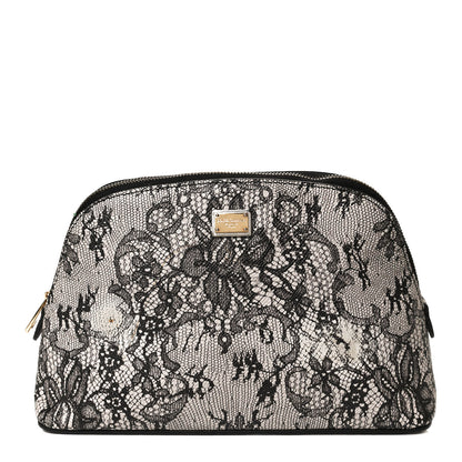 Dolce & Gabbana Dauphine Lace Print Cosmetic Pouch Black 1 of 9