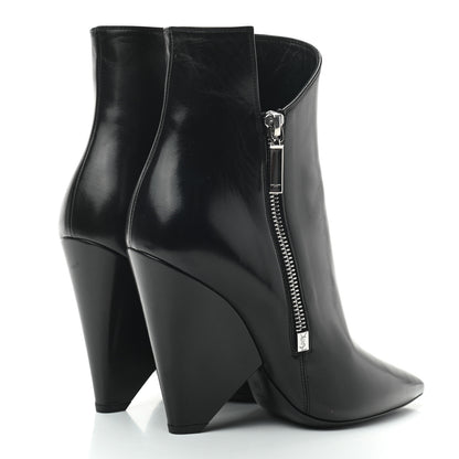Saint Laurent Calfskin Niki 105 Wedge Booties 37 Black 4 of 7