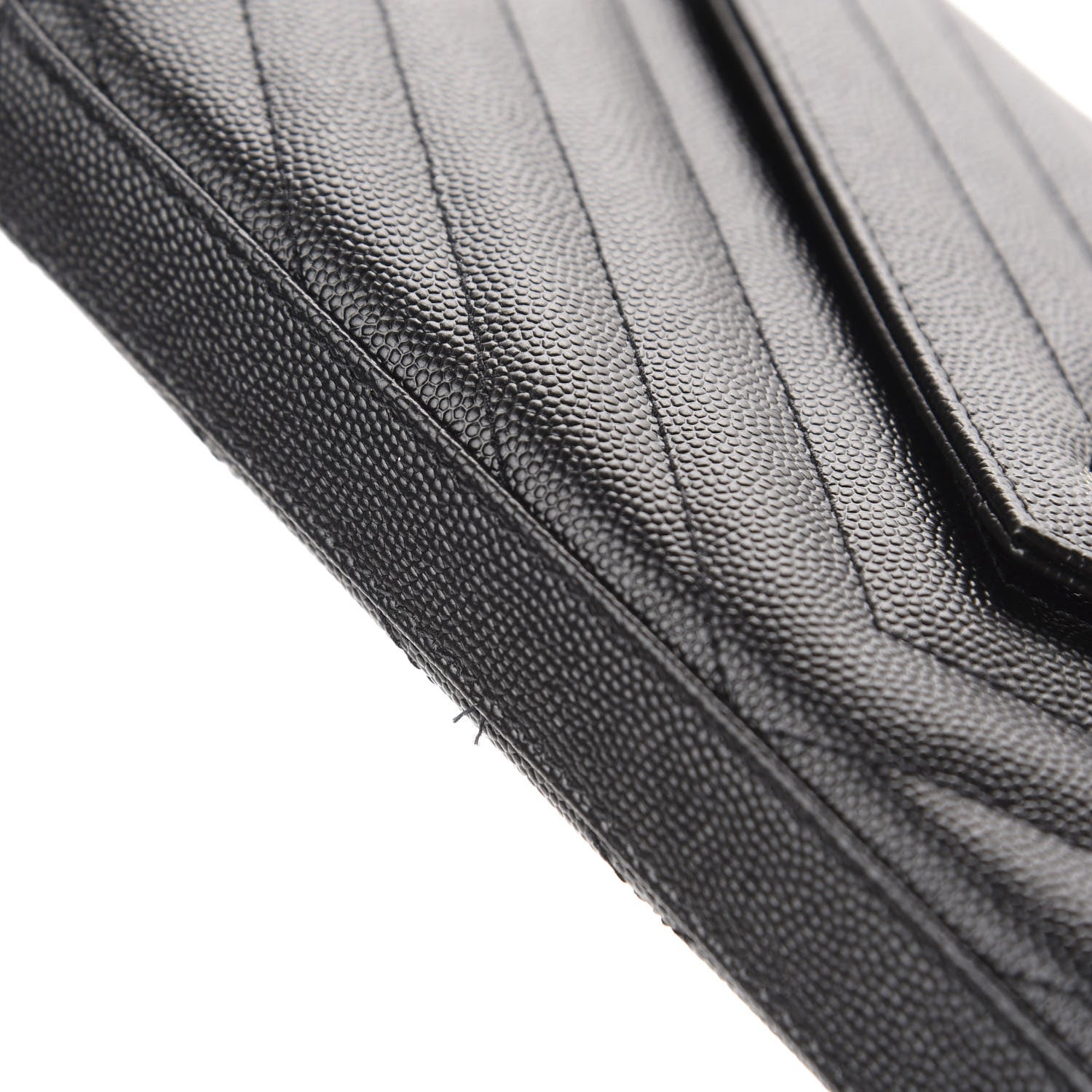 Saint Laurent Grain De Poudre Matelasse Chevron Monogram Chain Wallet Black 8 of 12