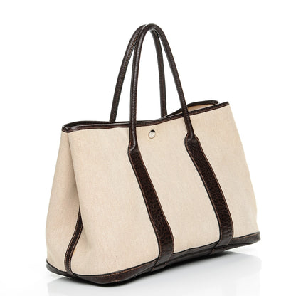 Hermes Toile Buffle Gala Garden Party Tote 36 MM Marron Fonce 3 of 9