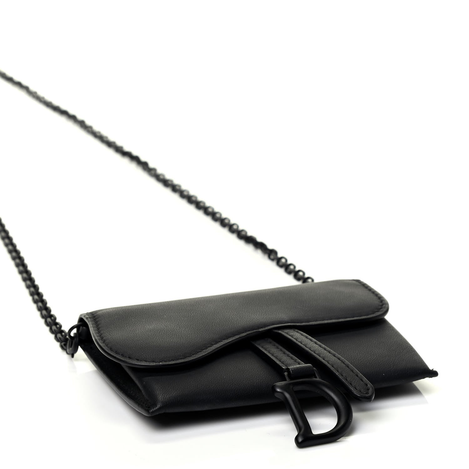 Christian Dior Ultra Matte Calfskin Nano Saddle Chain Pouch Black 3 of 4