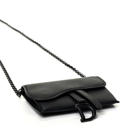 Christian Dior Ultra Matte Calfskin Nano Saddle Chain Pouch Black 3 of 4