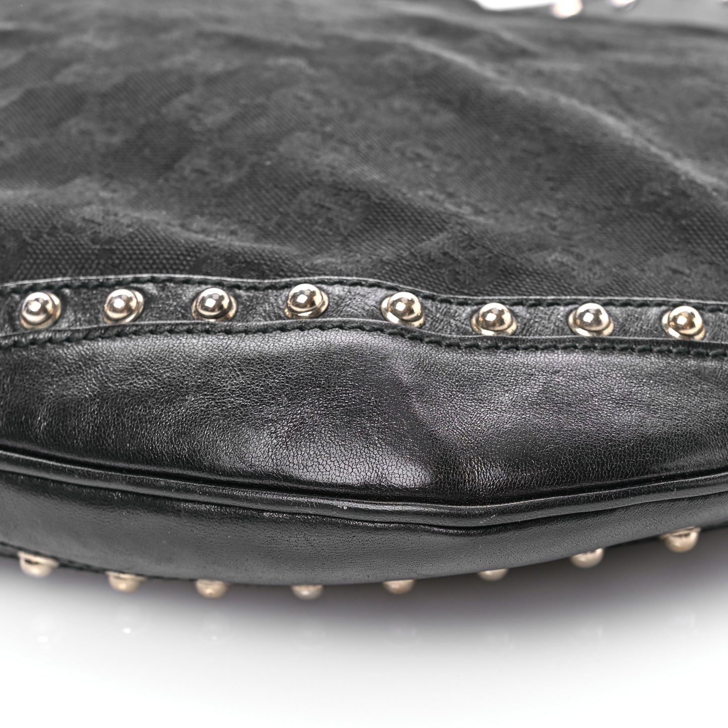 Calfskin Embossed Monogram Studded Pelham Messenger Bag Black