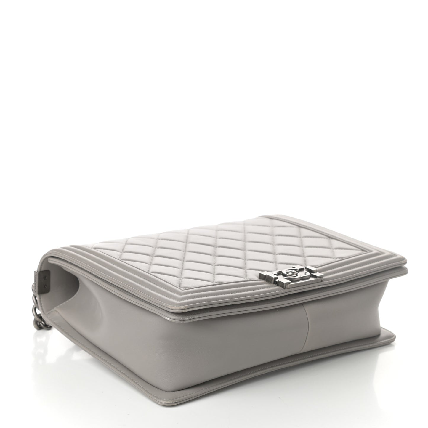Lambskin Quilted Large Boy Flap Grey