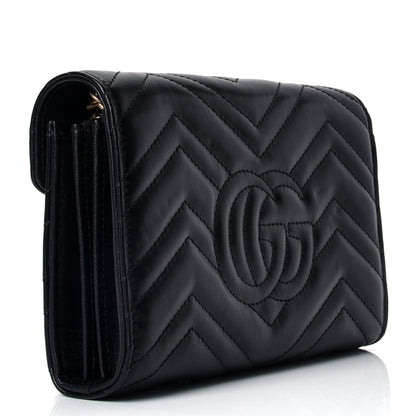 Gucci Calfskin Matelasse GG Marmont Chain Wallet Black 2 of 4