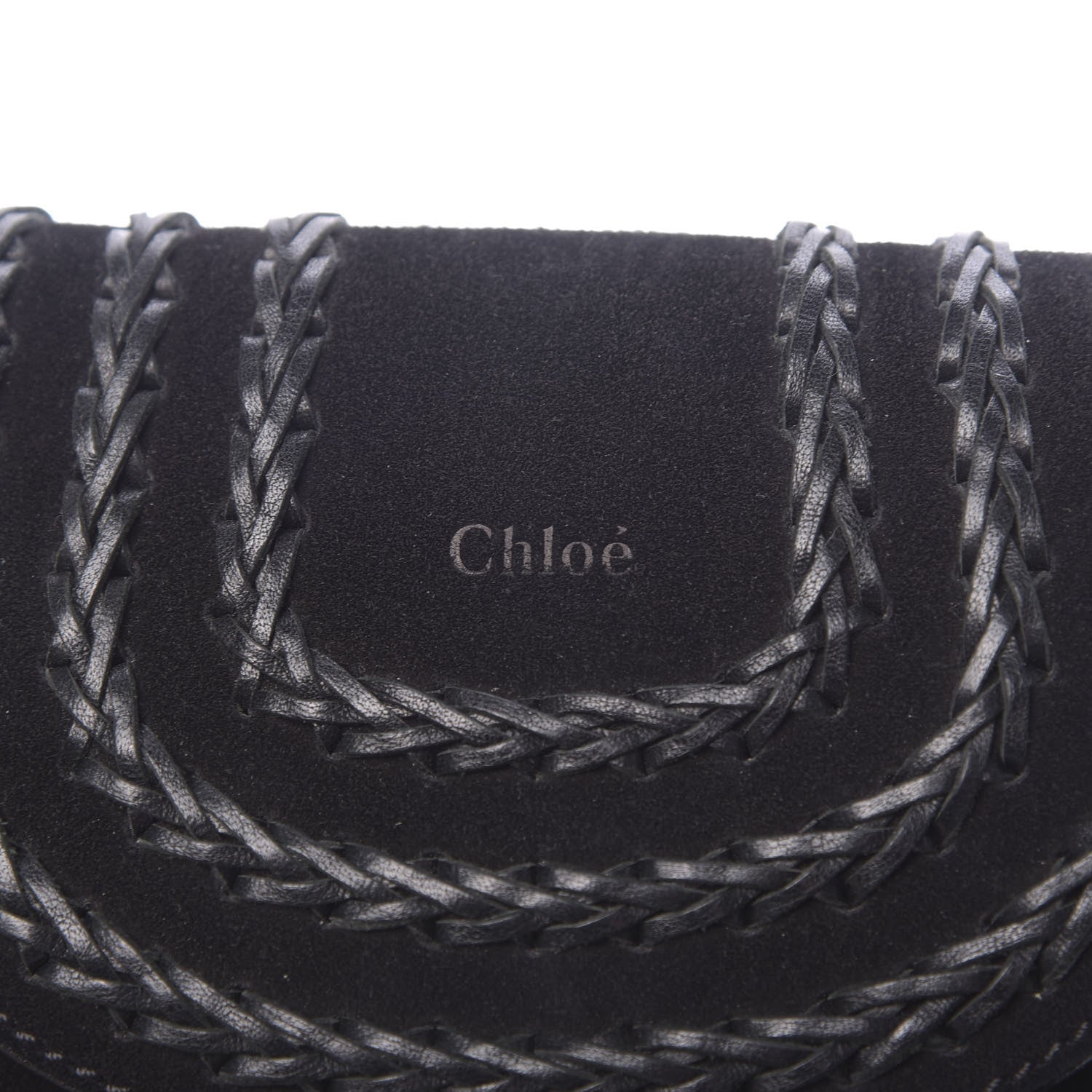 Chloe Suede Calfskin Braided Mini Hudson Shoulder Bag Black 7 of 10