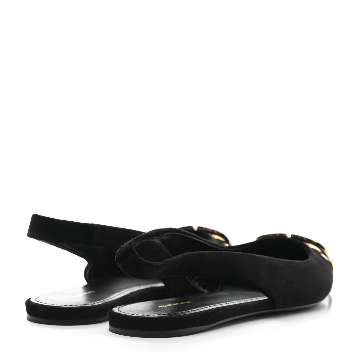 Velvet BB Knife Pointy Toe Slingback Flats 37.5 Black