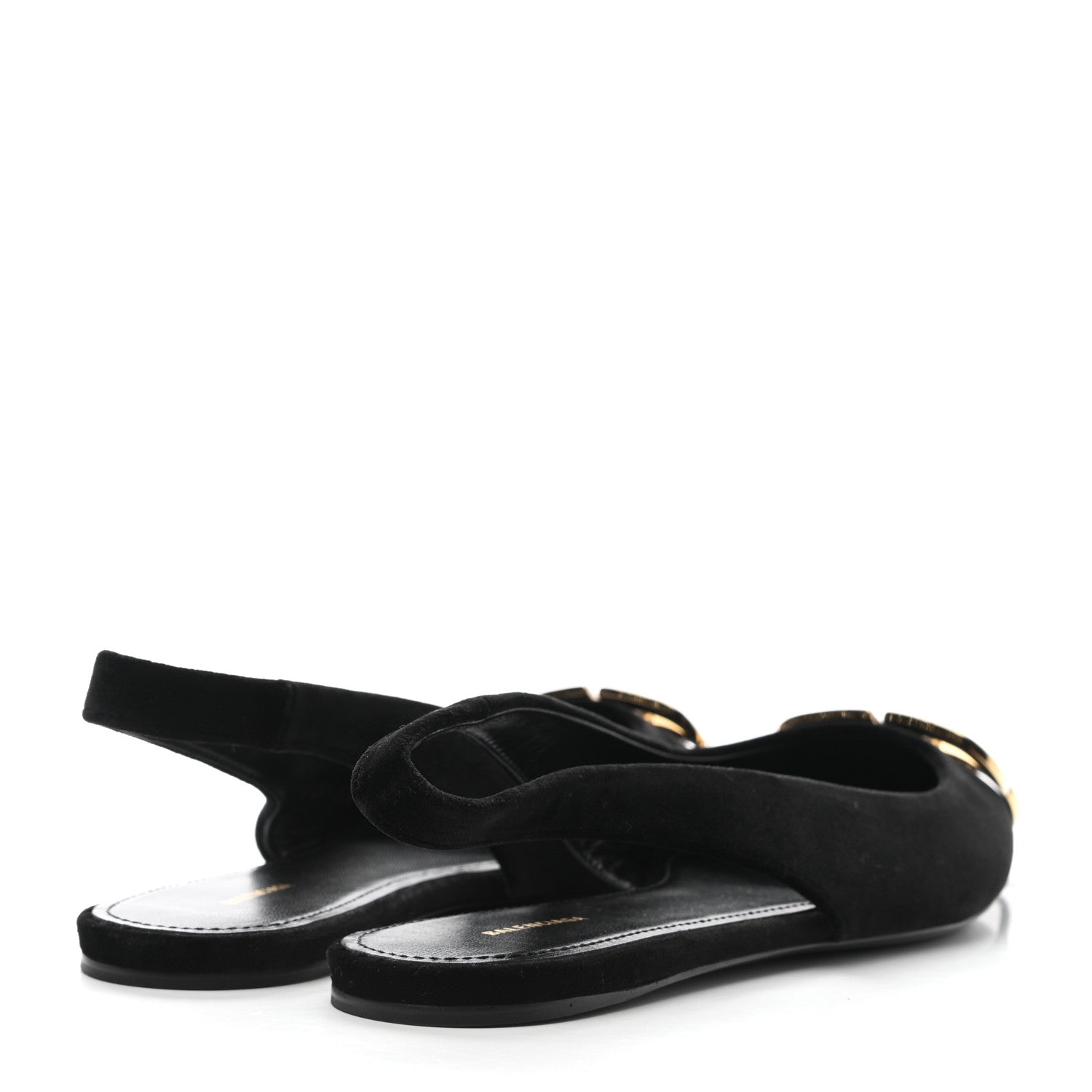 Balenciaga Velvet BB Knife Pointy Toe Slingback Flats 37.5 Black 4 of 8