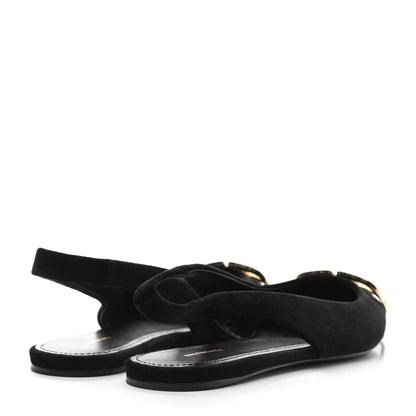 Balenciaga Velvet BB Knife Pointy Toe Slingback Flats 37.5 Black 4 of 8