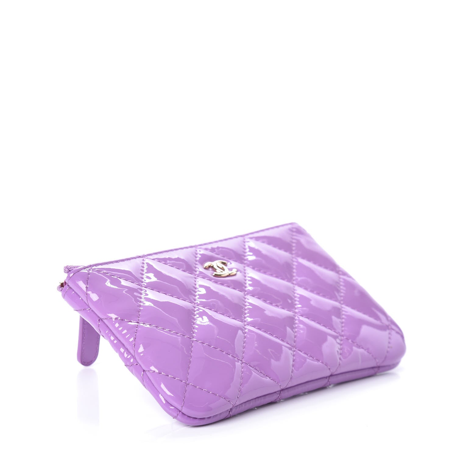 Chanel Patent Quilted Small Cosmetic Case Purple 4 of 7