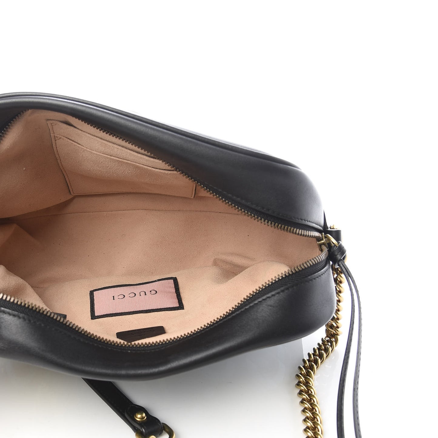 Calfskin Matelasse GucciGhost Medium GG Marmont Chain Shoulder Bag Black New Acquamarine
