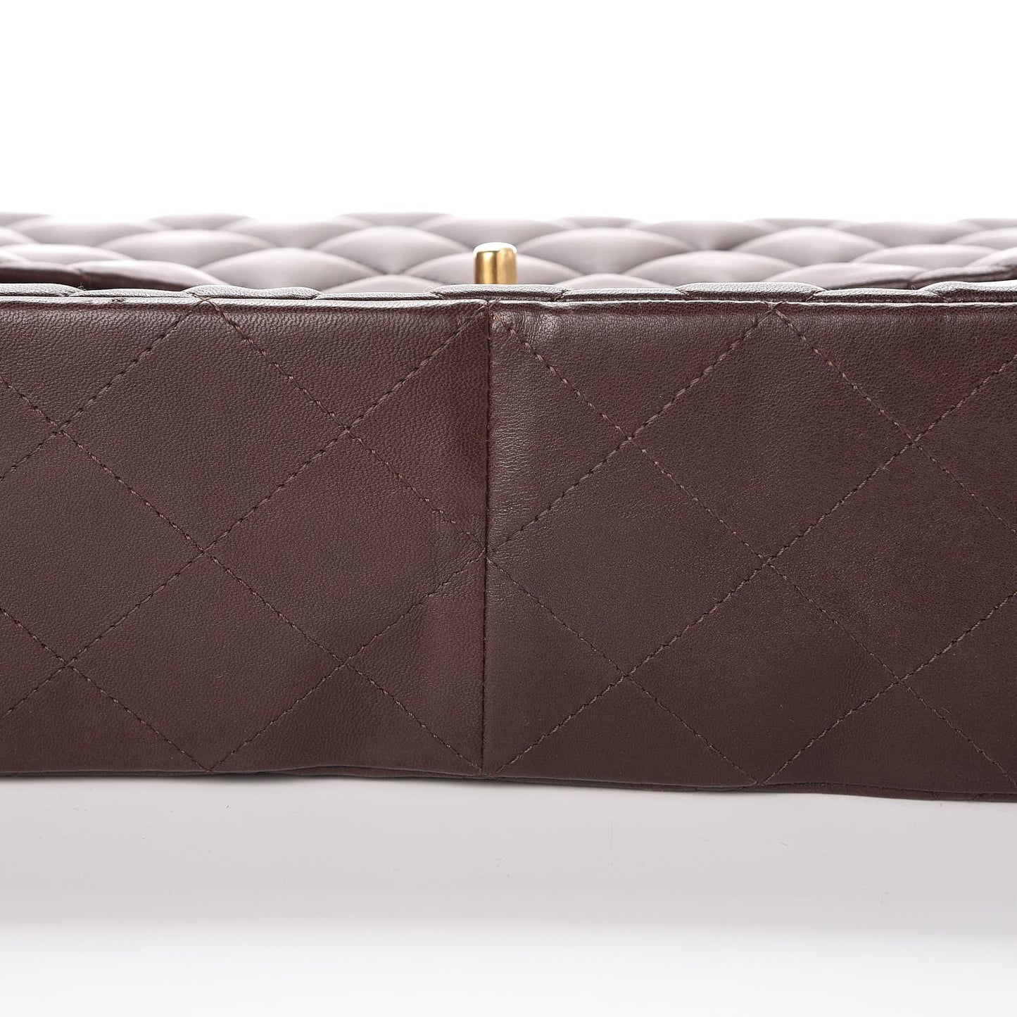 Lambskin Quilted Jumbo Single Flap Brown
