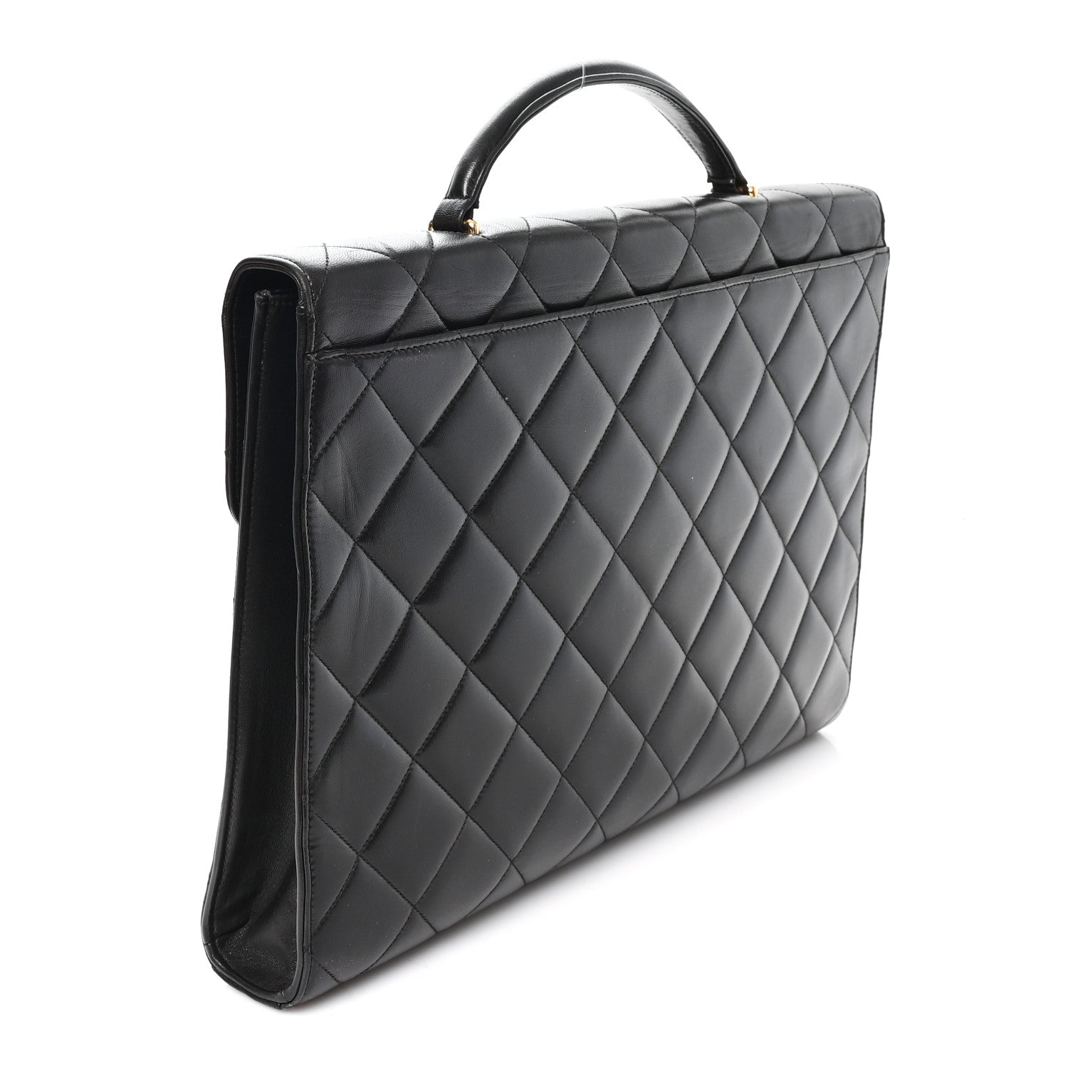 Chanel Lambskin Quilted Briefcase Laptop Bag Black 3 of 12
