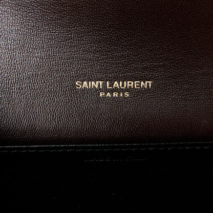 Saint Laurent Calfskin Crocodile Embossed Monogram Uptown Chain Wallet Fondente 6 of 11