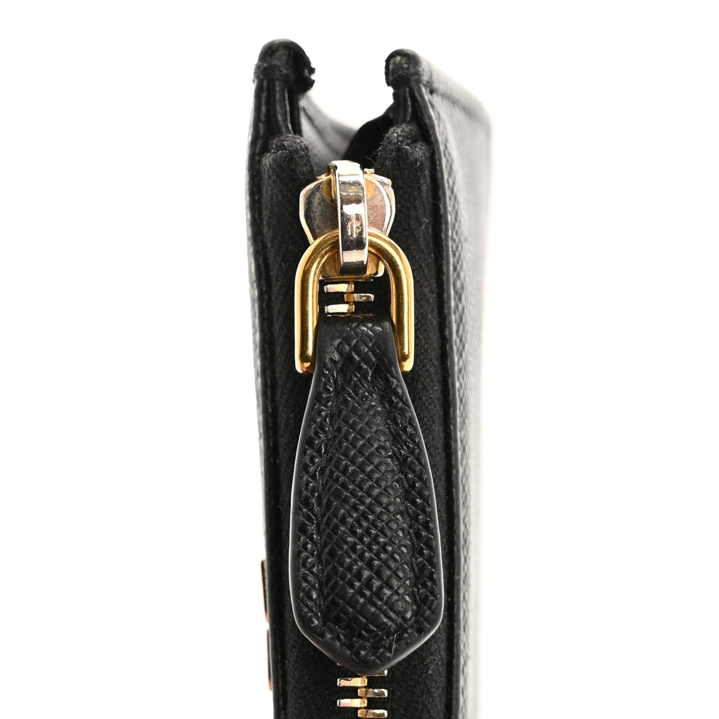 Saffiano Metal Zip Around Key Holder Black