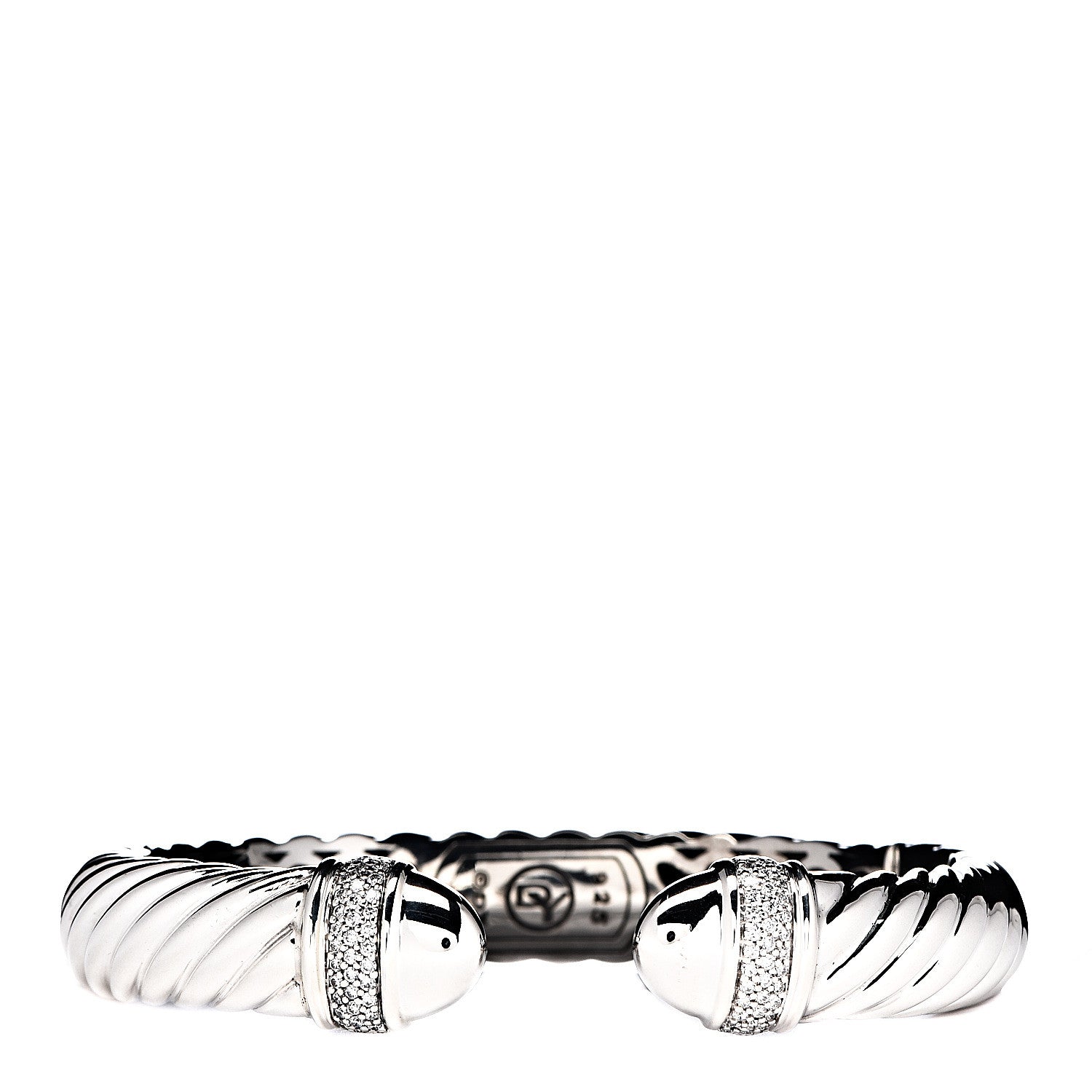 David Yurman Sterling Silver Diamond 10mm Sculpted Cable Bracelet 1 of 4