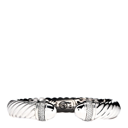 David Yurman Sterling Silver Diamond 10mm Sculpted Cable Bracelet 1 of 4