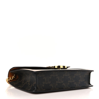 Celine Triomphe Canvas Calfskin Margo Wallet on Chain Tan 4 of 9