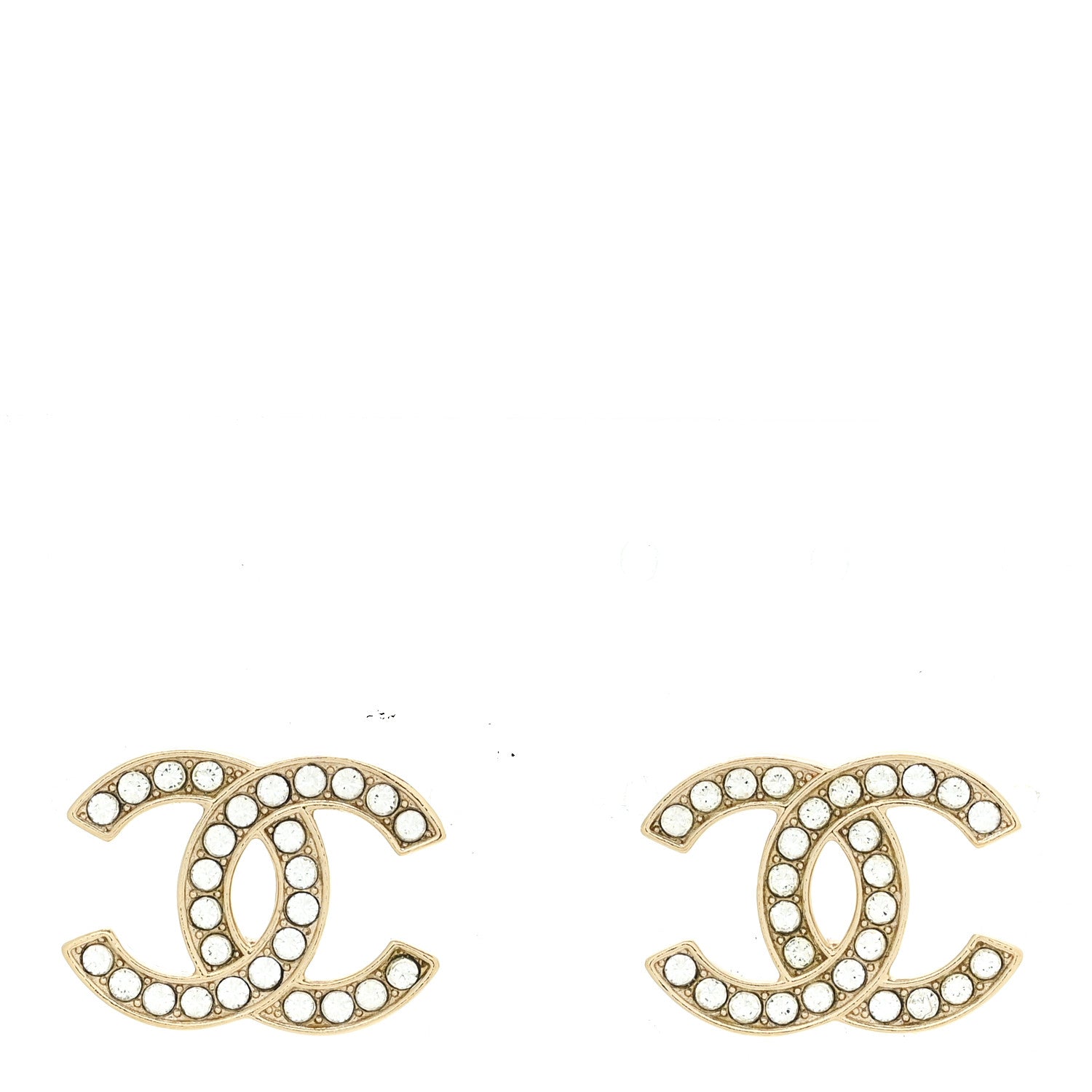Chanel Crystal CC Earrings Gold 1 of 5