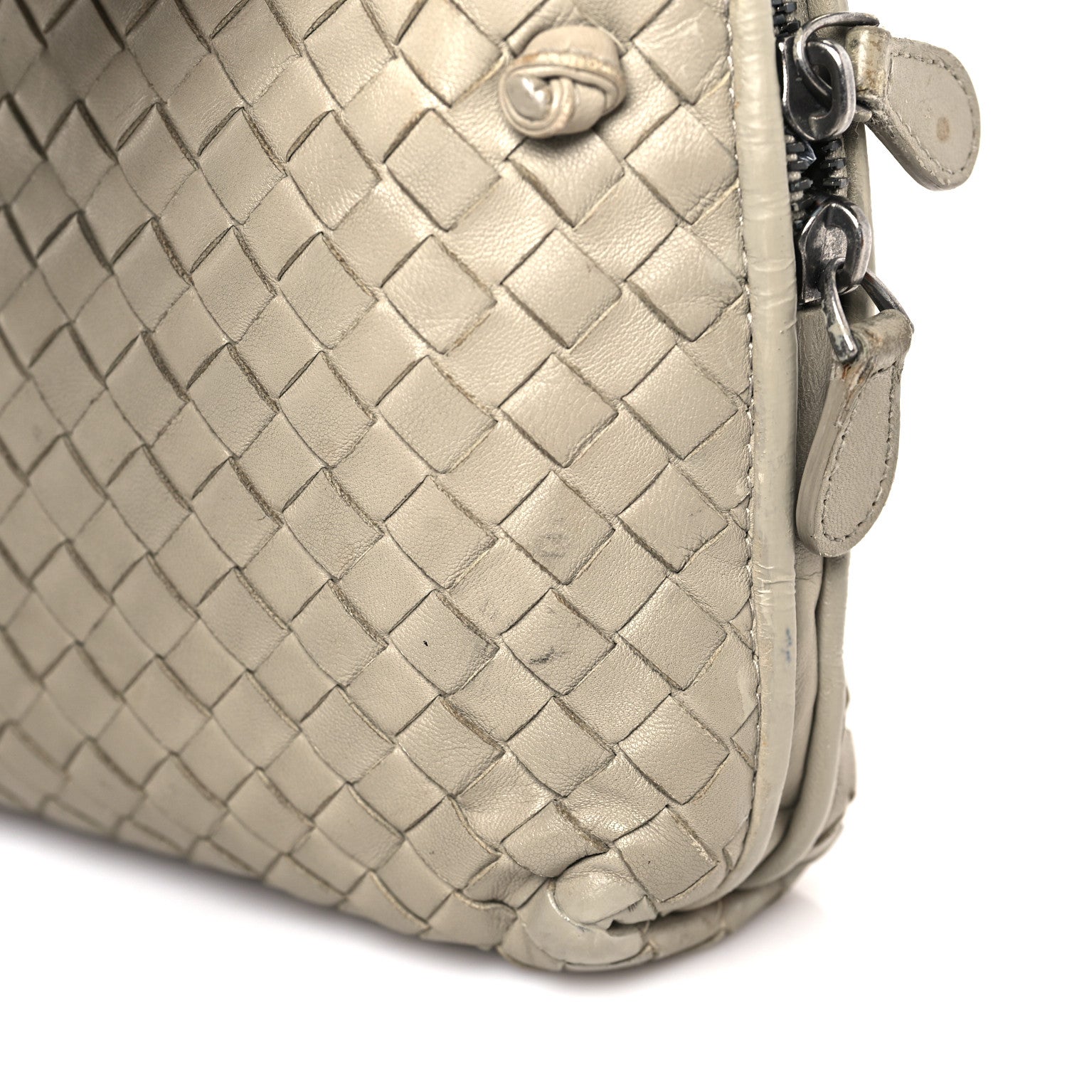 Bottega Veneta Nappa Intrecciato Nodini Crossbody Messenger Light Grey 13 of 14