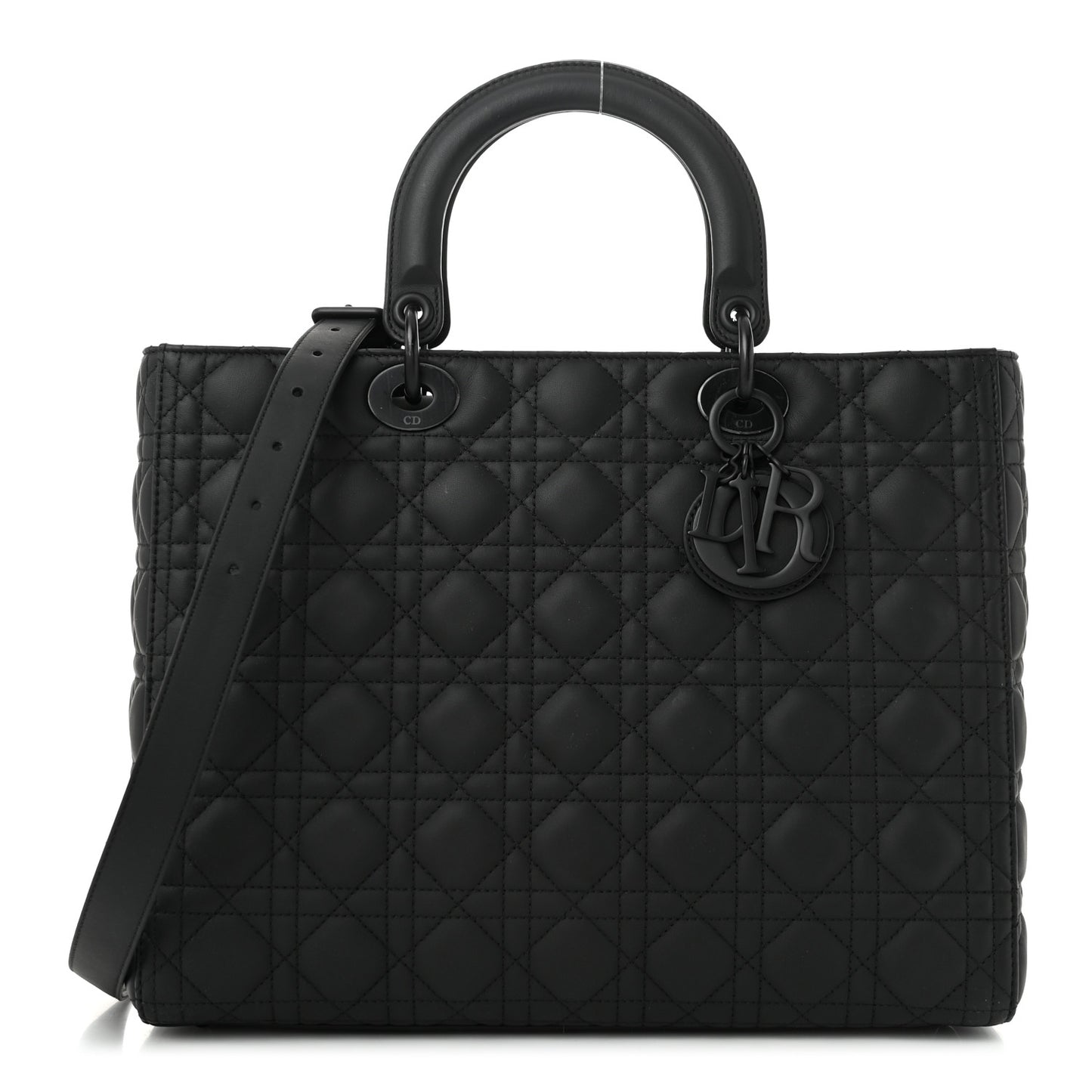 Ultra Matte Calfskin Cannage Large Lady Dior Black
