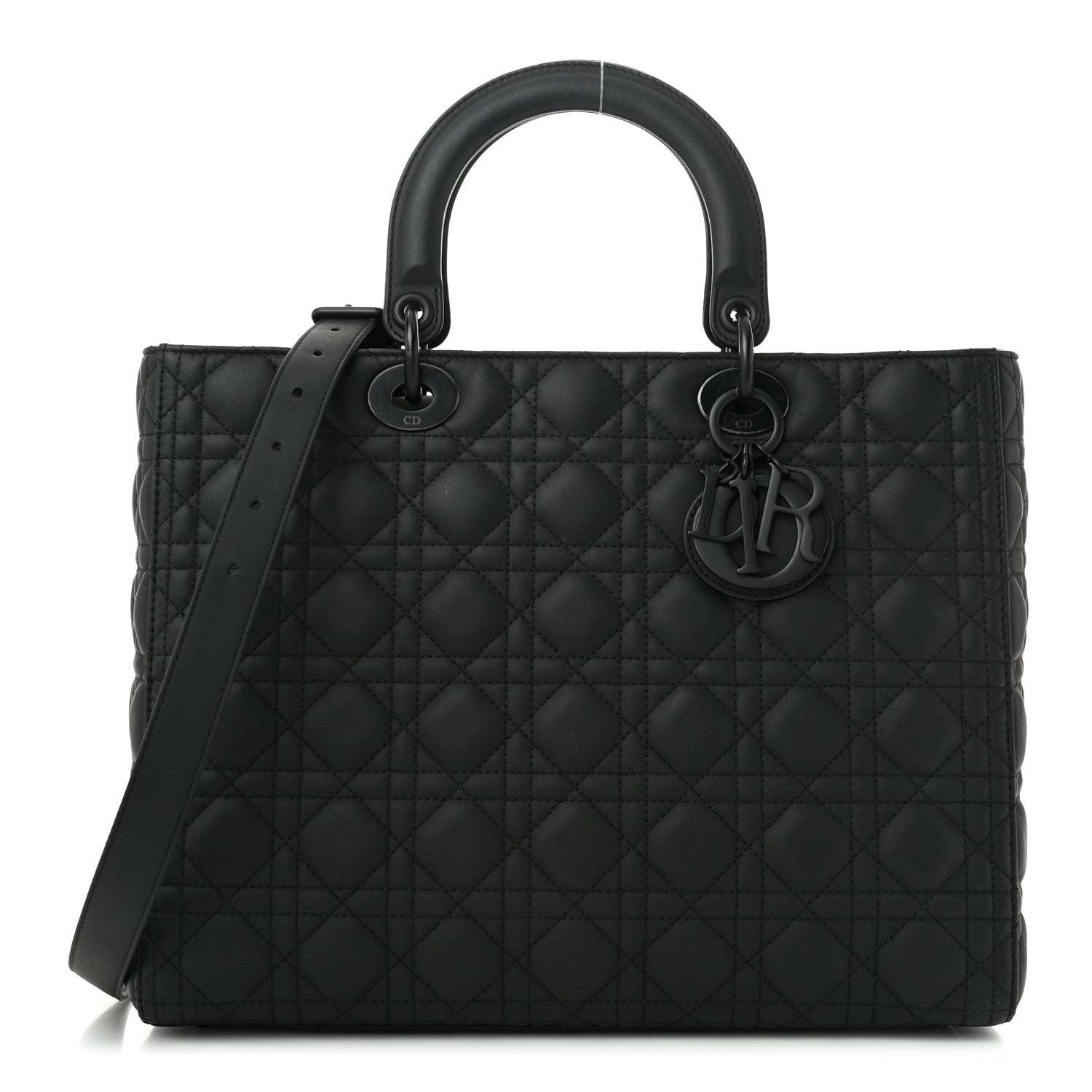 Christian Dior Ultra Matte Calfskin Cannage Large Lady Dior Black 1 of 10