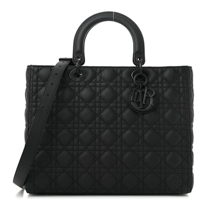 Christian Dior Ultra Matte Calfskin Cannage Large Lady Dior Black 1 of 10