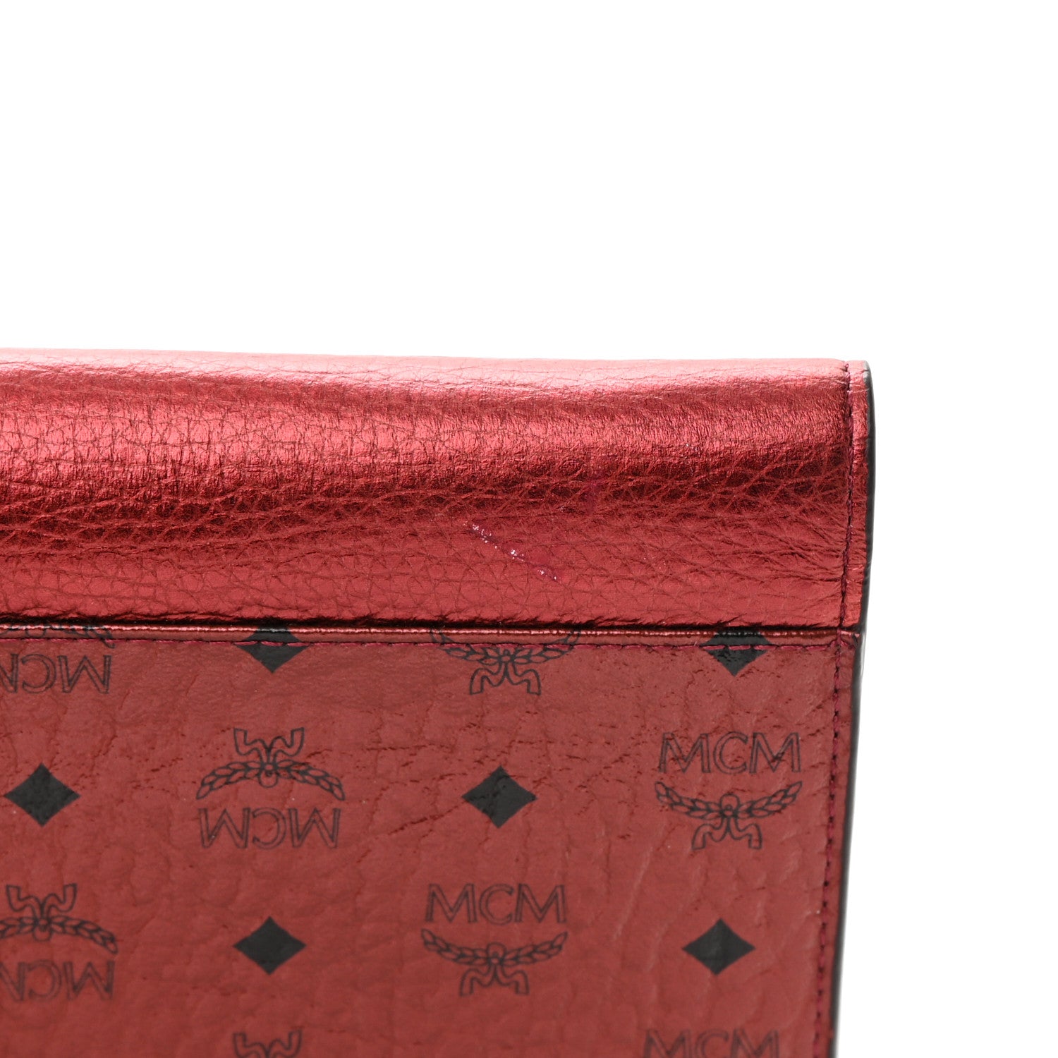 MCM Metallic Calfskin Visetos Monogram Love Letter Crossbody Scooter Red 15 of 15
