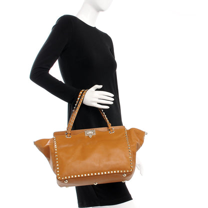 Valentino Garavani Vitello Medium Rockstud Tote Light Brown 3 of 9
