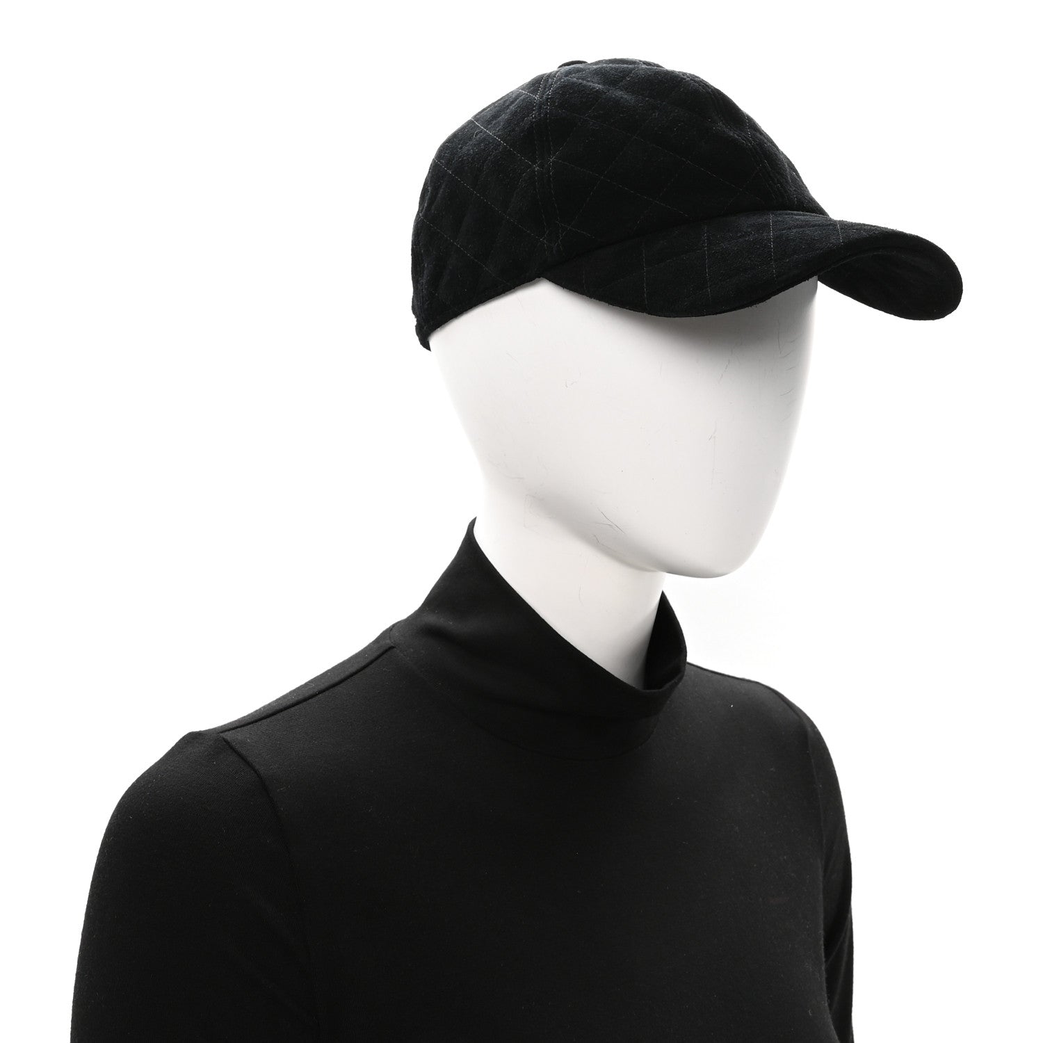 Chanel Suede Goatskin CC Cap Hat Black 2 of 8