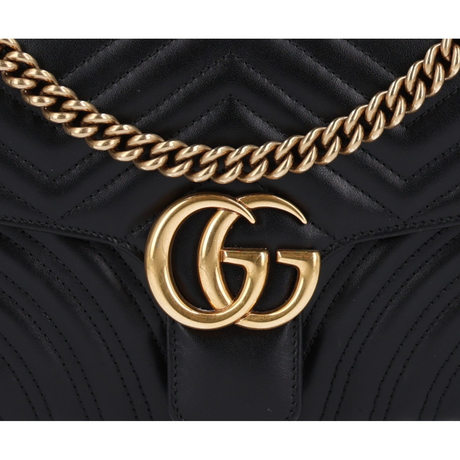 Gucci Calfskin Matelasse Small GG Marmont Shoulder Bag Black 9 of 11