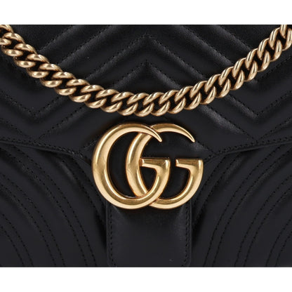 Gucci Calfskin Matelasse Small GG Marmont Shoulder Bag Black 9 of 11