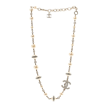 Chanel Crystal Pearl CC Short Necklace Gold 3 of 4