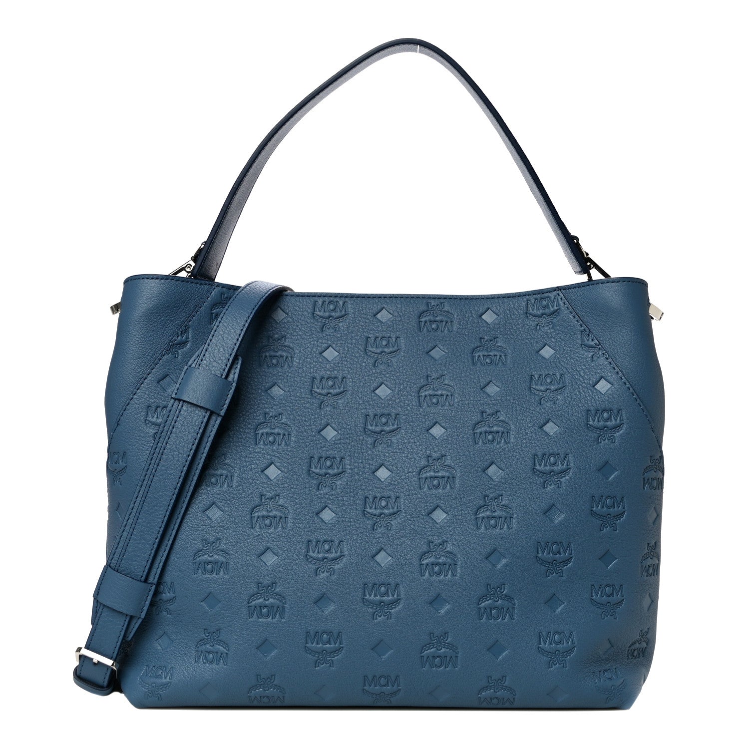 MCM Calfskin Ottomar Monogram Large Klara Hobo Luft Blue 1 of 9