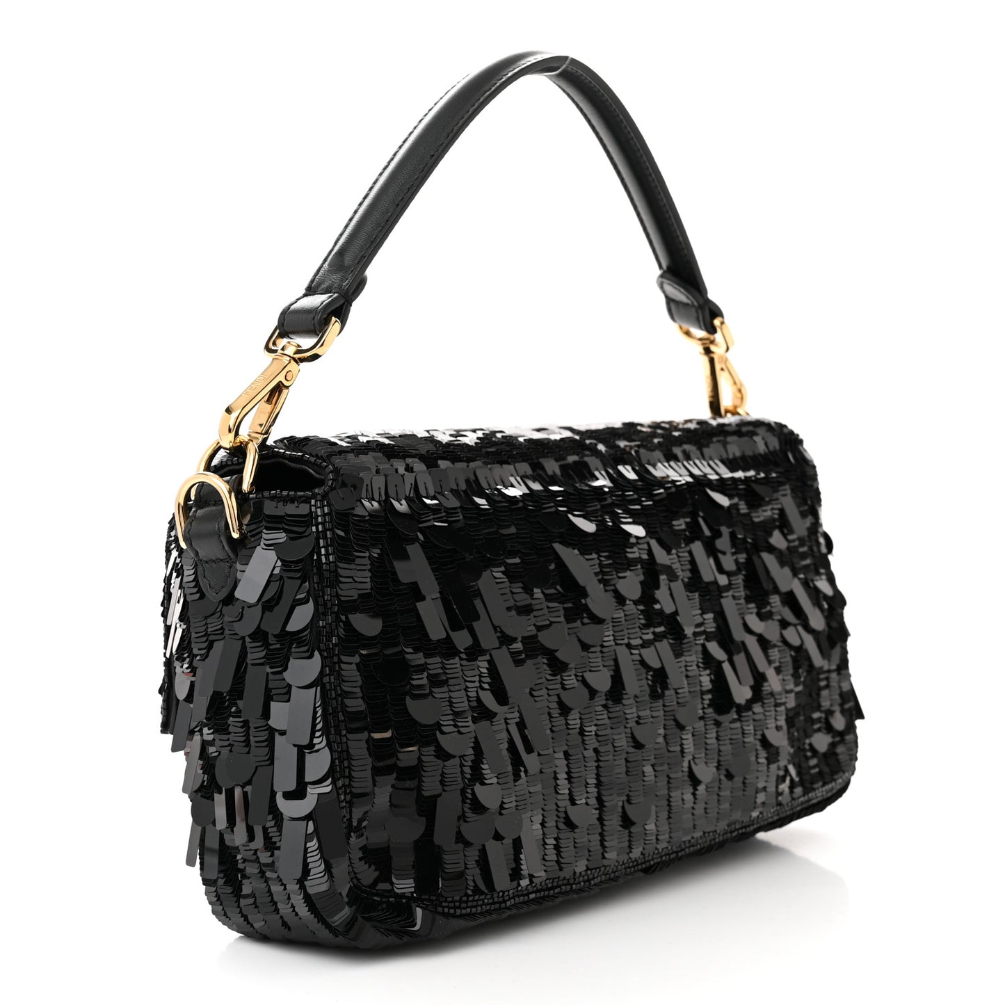 Sequin Paillettes Shiny Nappa Sex and the City Baguette Black