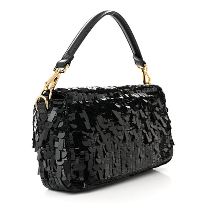 Fendi Sequin Paillettes Shiny Nappa Sex and the City Baguette Black 3 of 10