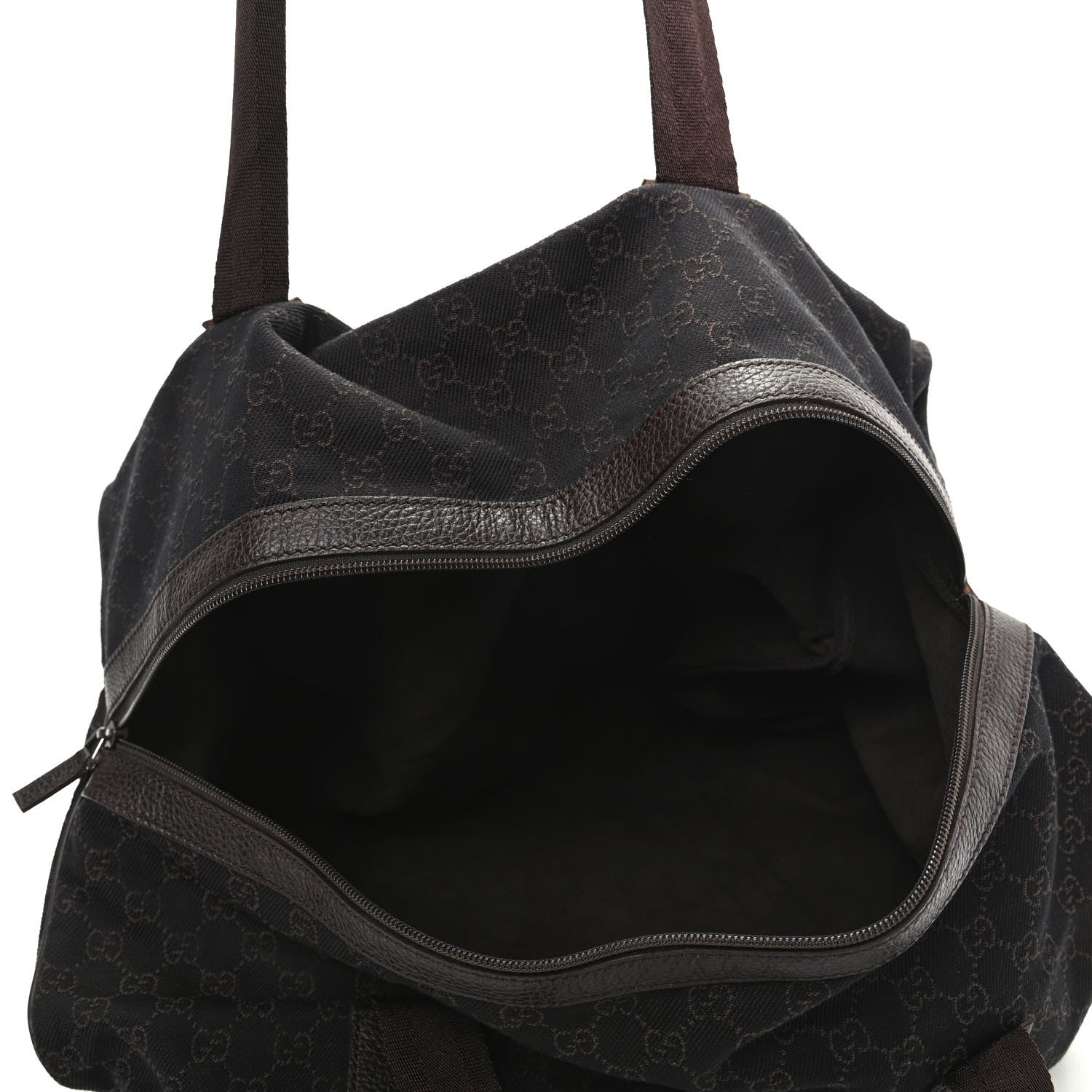 Gucci Denim Monogram Large Collapsible Carry On Duffle Bag Brown 4 of 8