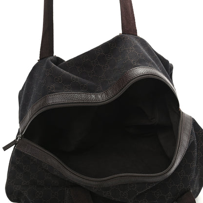 Gucci Denim Monogram Large Collapsible Carry On Duffle Bag Brown 4 of 8