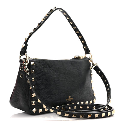 Valentino Garavani Pebbled Calfskin Small Rockstud Flip Lock Shoulder Bag Black 2 of 7